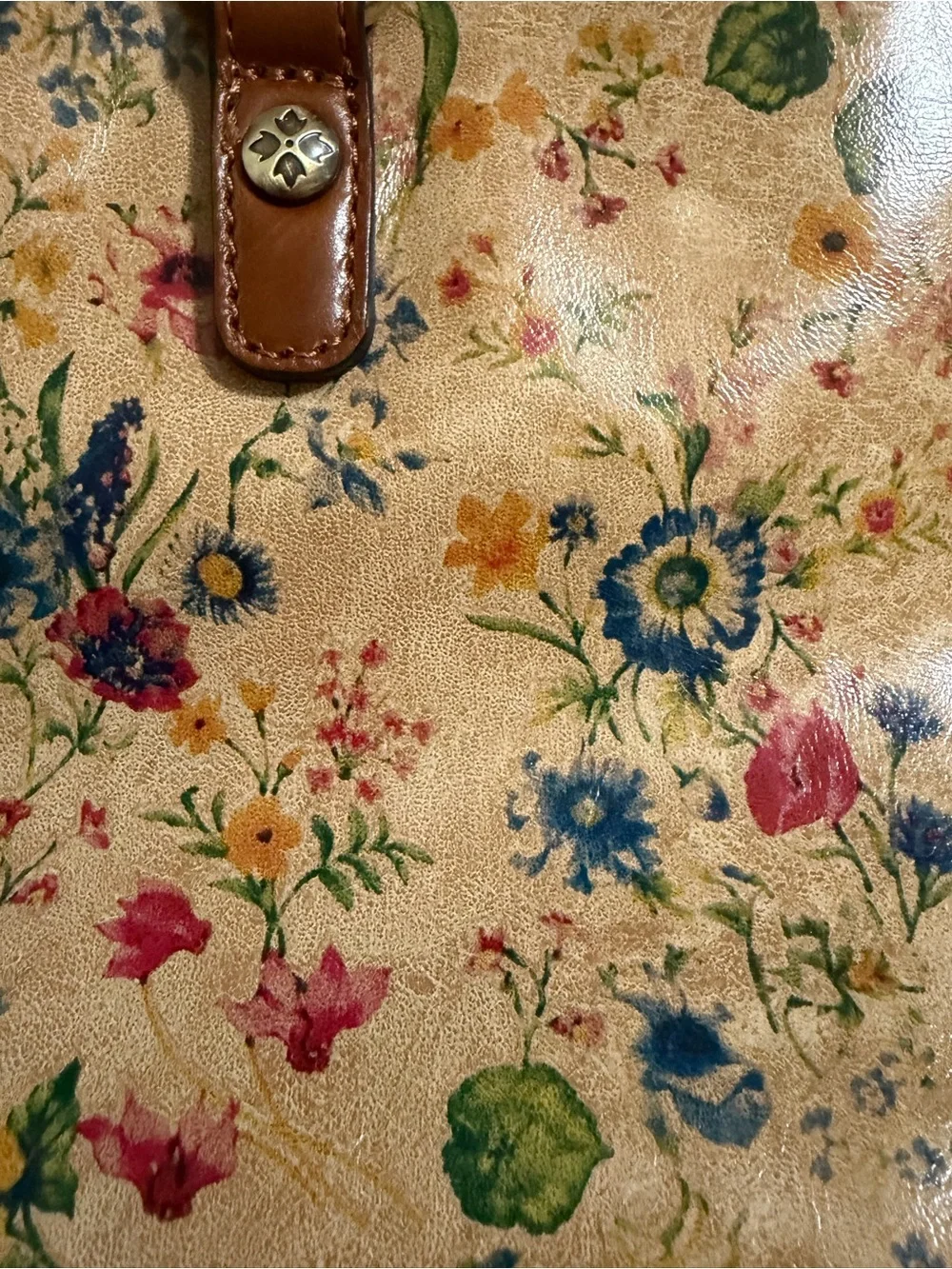 Patricia Nash Tan Floral Hobo with Brown Trim